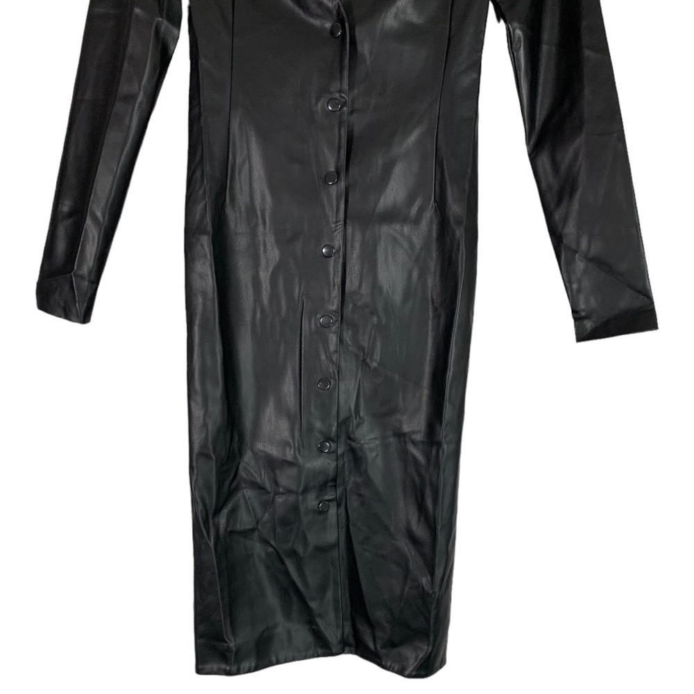 Mdnt:45 Nwt Faux Leather Midi Dress Black Size Xs — image 8 of 8